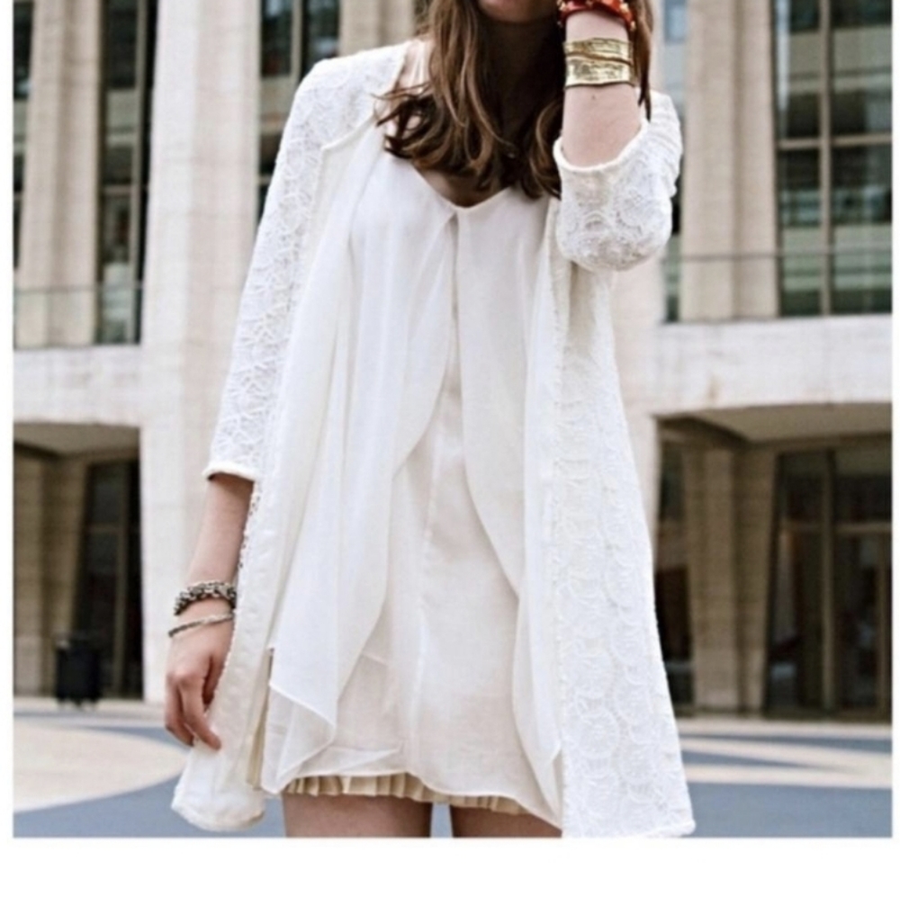 Zara Guipute White Lace Blazer Jacket